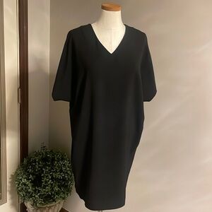 Chico’s oversized tunic mini dress drop shoulder shift style BLACK V neck size S
